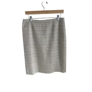 Preston & York Tweed Pencil Skirt Size 8 Beige Metallic Retro Glam Mob Wife Chic